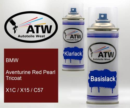 BMW, Aventurine Red Pearl Tricoat, X1C / X15 / C57: 400ml Sprühdose + 400ml Klarlack - Set, von ATW Autoteile West.